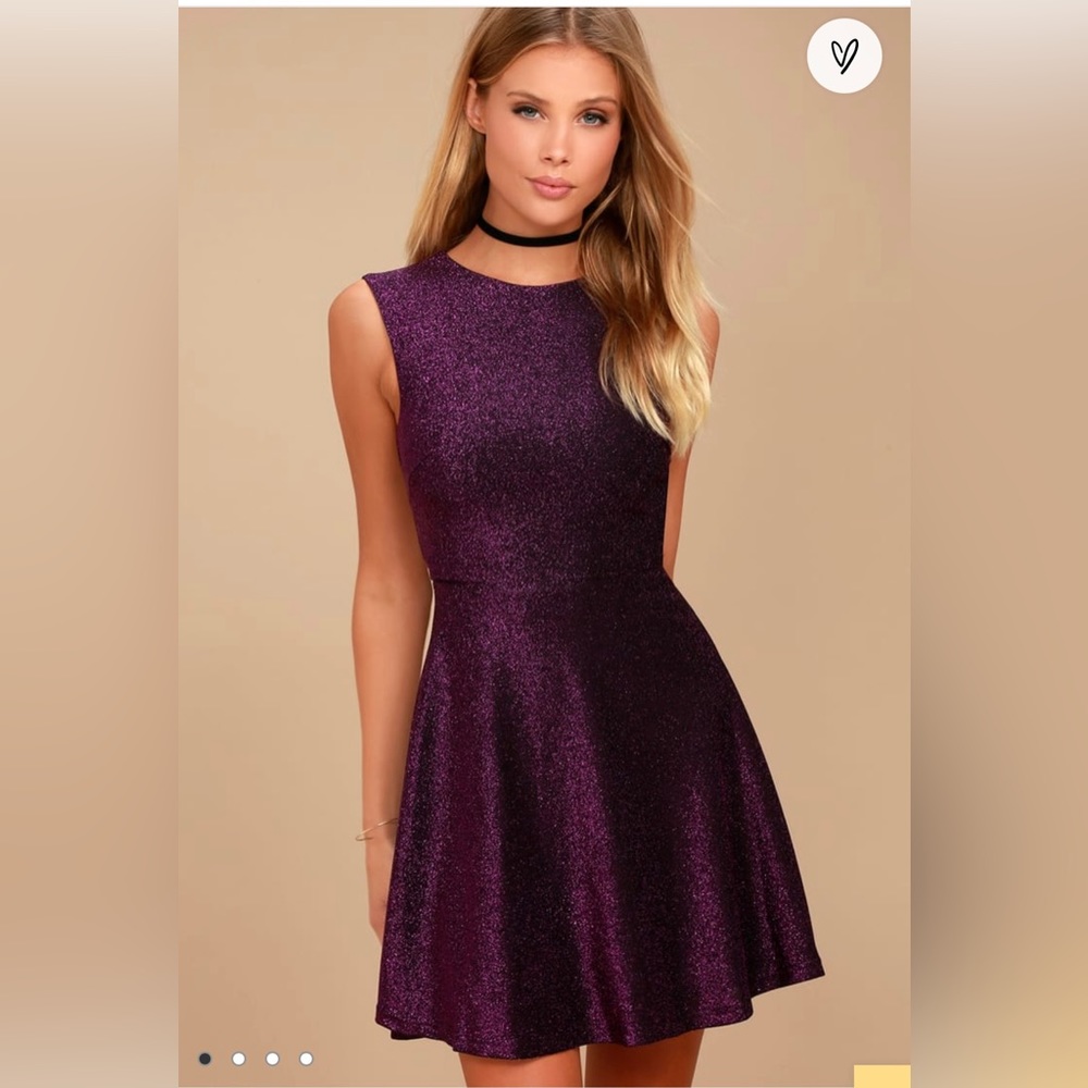 Lulus - Into the Night Purple Skater Dress - Small